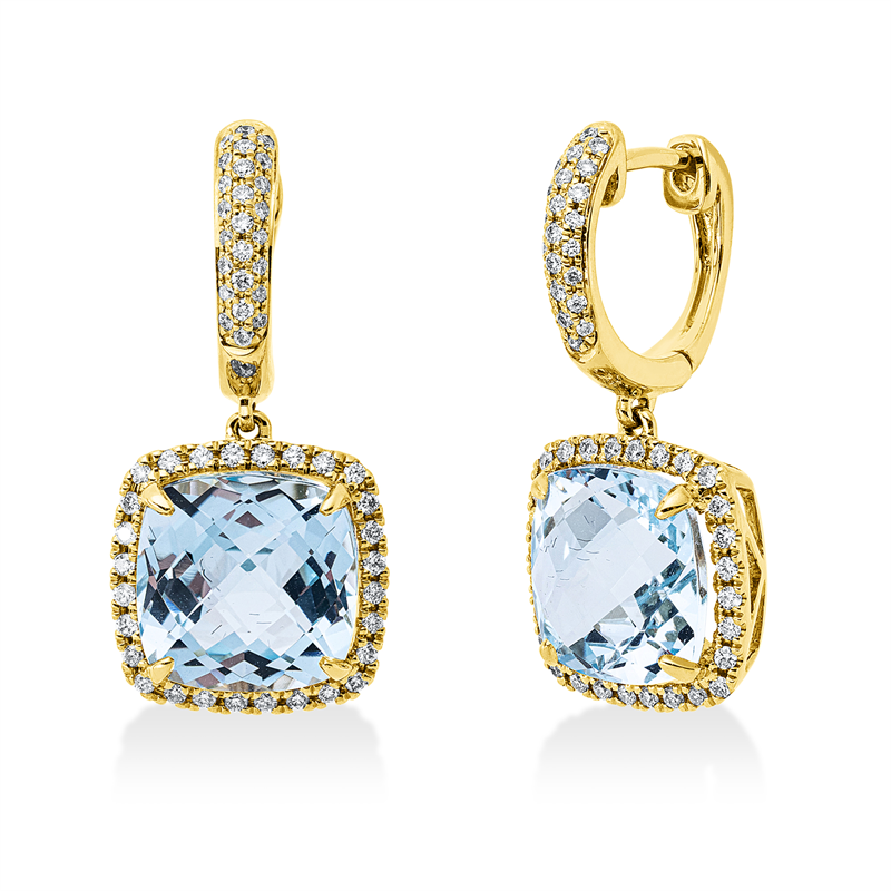Ohrschmuck mit Topas  aus 750/-18 Karat Gelbgold mit 106 Diamanten 0