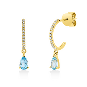 Ohrschmuck mit Topas  aus 750/-18 Karat Gelbgold mit 28 Diamanten 0