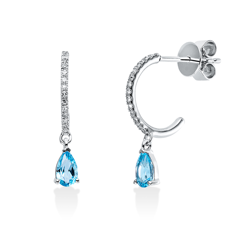 Ohrschmuck mit Topas  aus 750/-18 Karat Weißgold mit 28 Diamanten 0