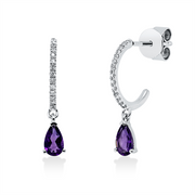 Ohrschmuck mit Amethyst  aus 750/-18 Karat Weißgold mit 28 Diamanten 0