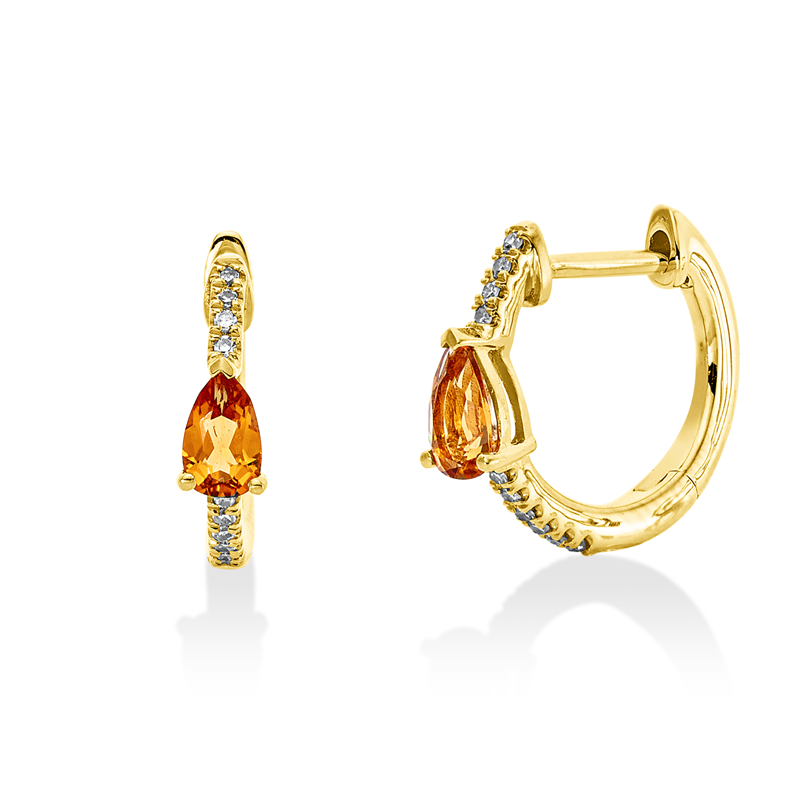 Creolen mit Citrin  aus 750/-18 Karat Gelbgold mit 20 Diamanten 0
