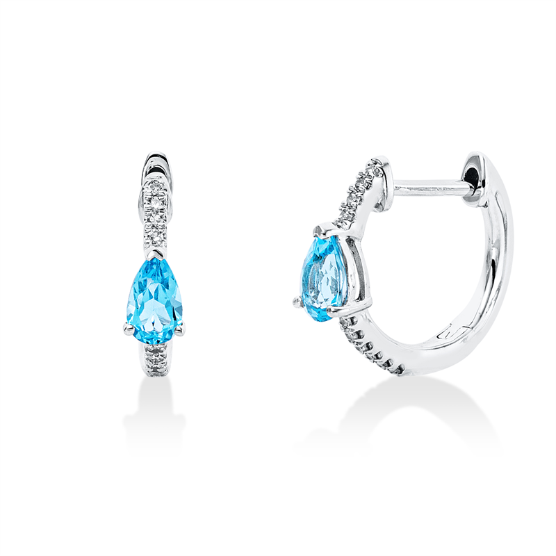 Creolen mit Topas  aus 750/-18 Karat Weißgold mit 20 Diamanten 0