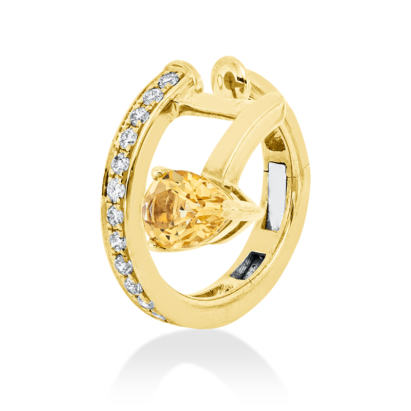 Ohrschmuck mit Citrin  aus 750/-18 Karat Gelbgold / Weißgold mit 16 Diamanten 0