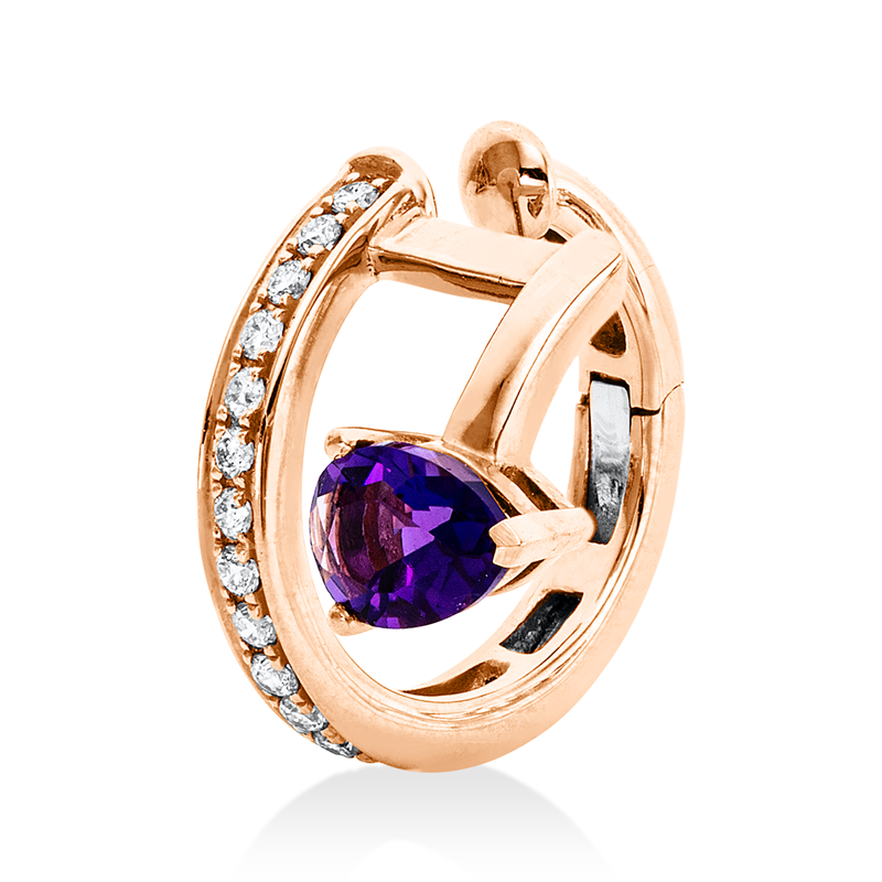 Ohrschmuck mit Amethyst  aus 750/-18 Karat Rotgold / Weißgold mit 16 Diamanten 0