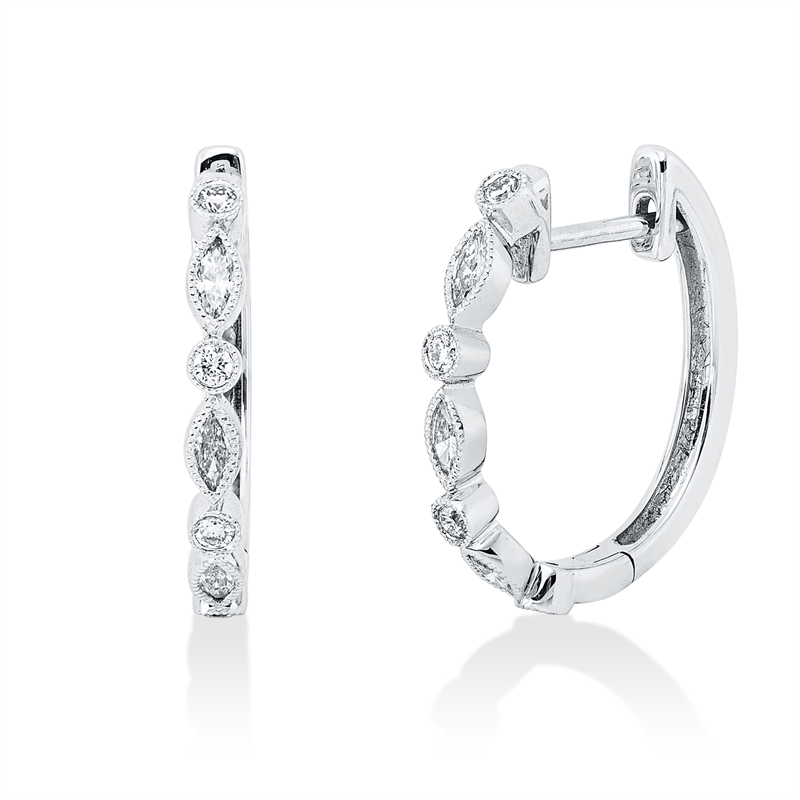 Creolen    aus 750/-18 Karat Weißgold mit 14 Diamanten 0