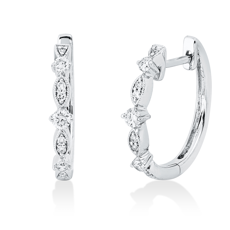 Creolen    aus 750/-18 Karat Weißgold mit 18 Diamanten 0
