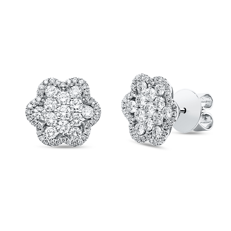 Ohrstecker    aus 750/-18 Karat Weißgold mit 98 Diamanten 1
