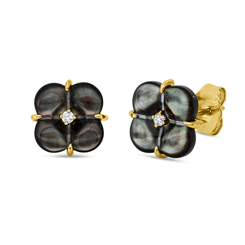 Ohrschmuck mit Perlmutt mit Süßwasserperle aus 750/-18 Karat Gelbgold  