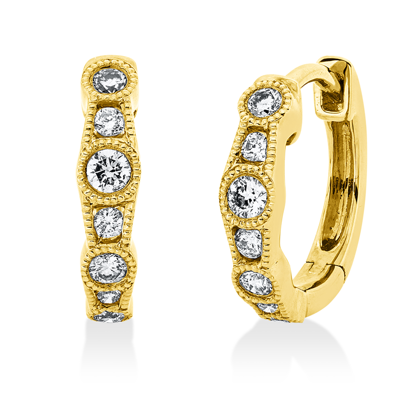 Creolen    aus 750/-18 Karat Gelbgold mit 14 Diamanten 0