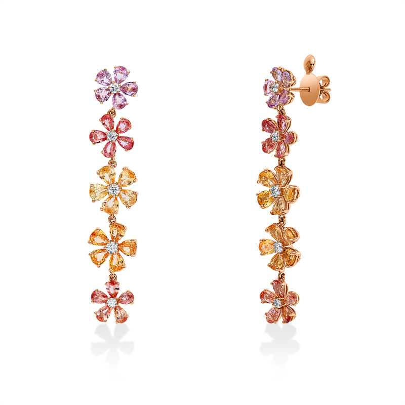 Ohrschmuck mit Farbstein  aus 750/-18 Karat Gelbgold mit 10 Diamanten 0