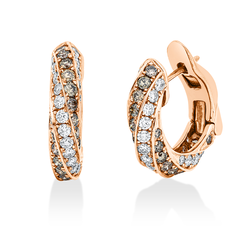 Creolen    aus 750/-18 Karat Rotgold mit 90 Diamanten 1