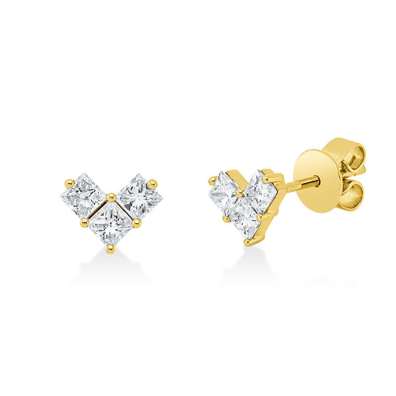 Ohrstecker    aus 750/-18 Karat Gelbgold mit 6 Diamanten 0