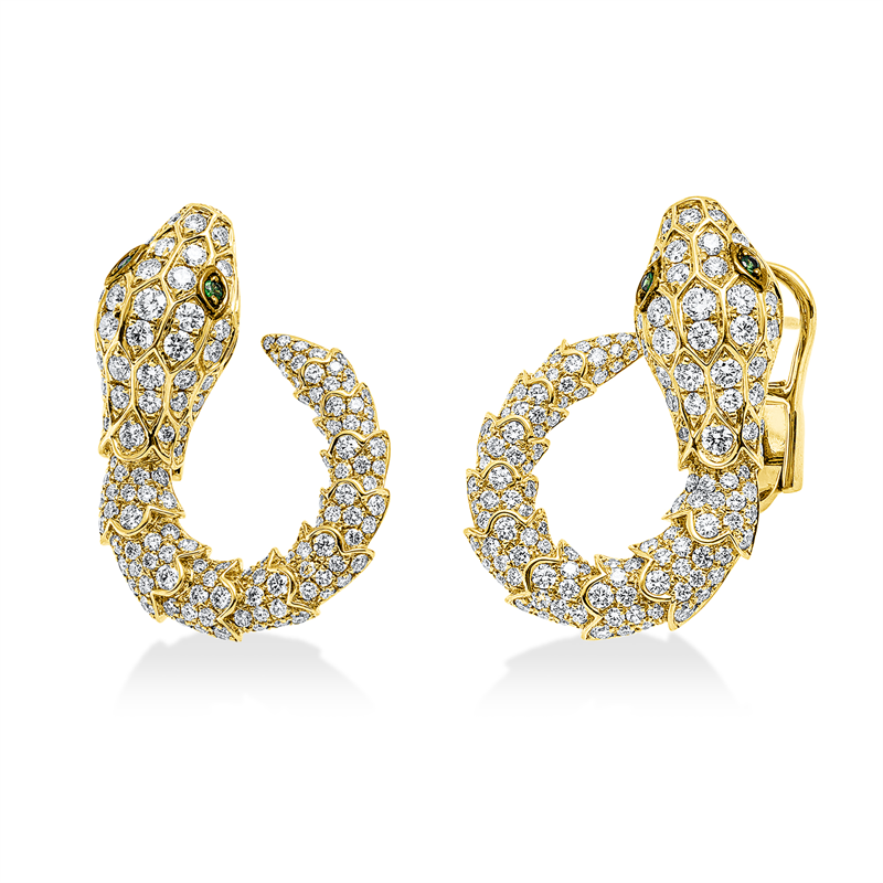 Creolen mit Tsavorith  aus 750/-18 Karat Gelbgold mit 284 Diamanten 3