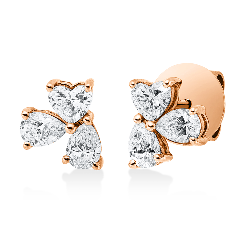 Ohrstecker    aus 750/-18 Karat Rotgold mit 6 Diamanten 1