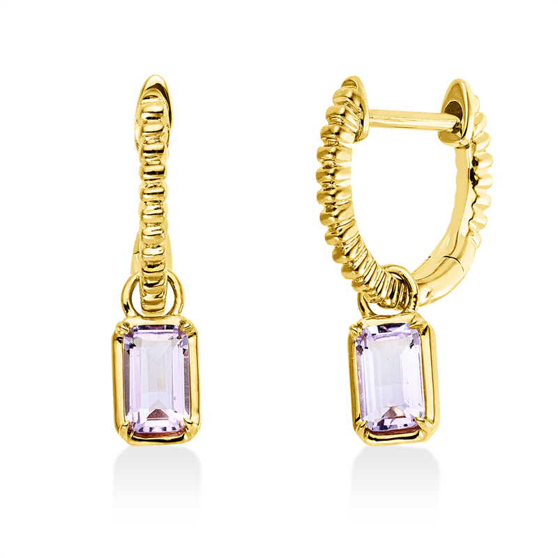 Ohrschmuck mit Amethyst  aus 750/-18 Karat Gelbgold  