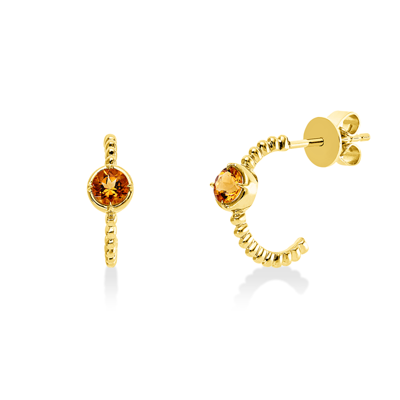 Ohrschmuck mit Citrin  aus 750/-18 Karat Gelbgold  