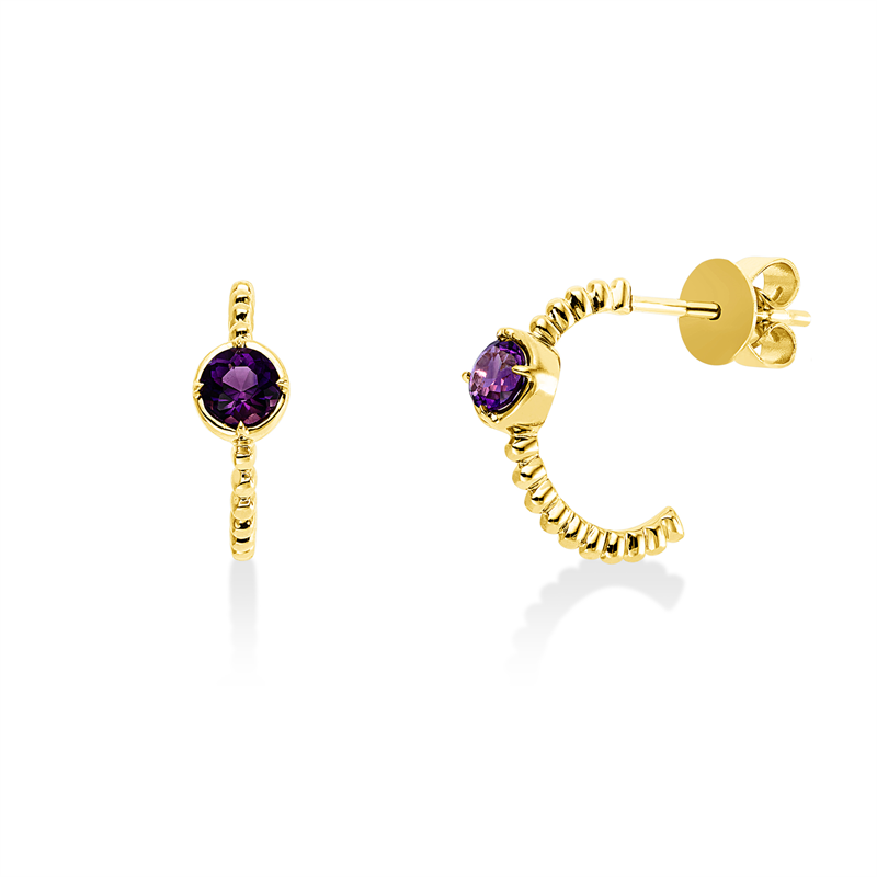 Ohrschmuck mit Amethyst  aus 750/-18 Karat Gelbgold  