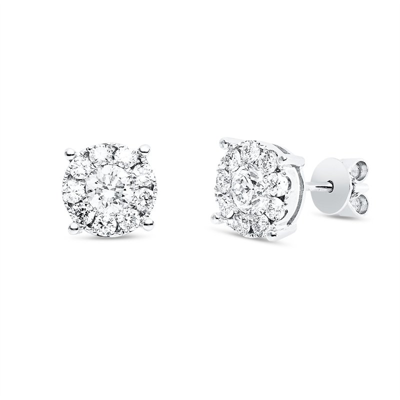 Ohrstecker    aus 750/-18 Karat Weißgold mit 20 Diamanten 1 ct