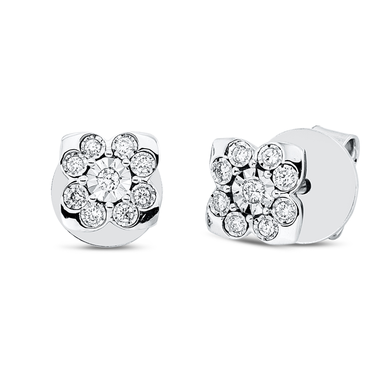 Ohrstecker    aus 750/-18 Karat Weißgold mit 18 Diamanten 0