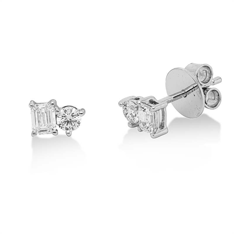 Ohrstecker    aus 750/-18 Karat Weißgold mit 4 Diamanten 0