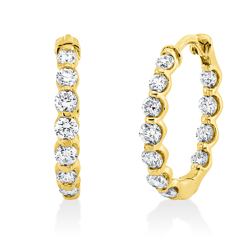 Creolen    aus 750/-18 Karat Gelbgold mit 22 Diamanten 0