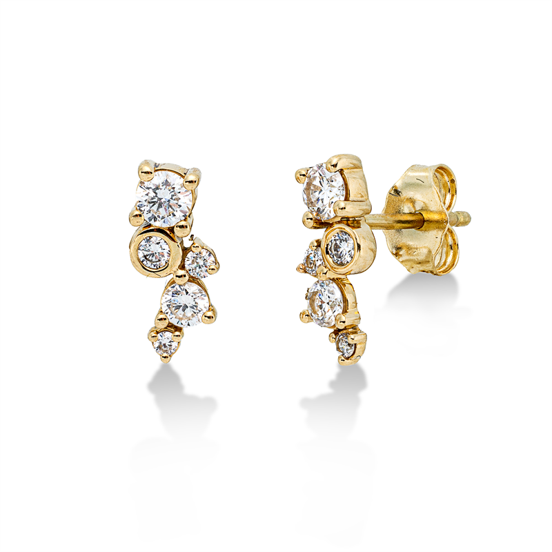 Ohrstecker    aus 750/-18 Karat Gelbgold mit 10 Diamanten 0