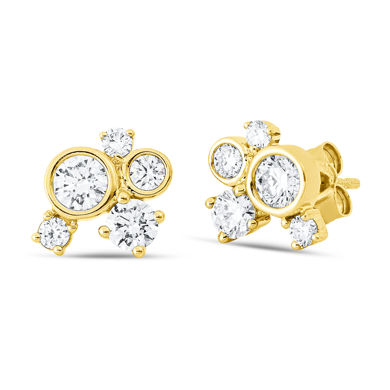 Ohrstecker    aus 750/-18 Karat Gelbgold mit 10 Diamanten 1