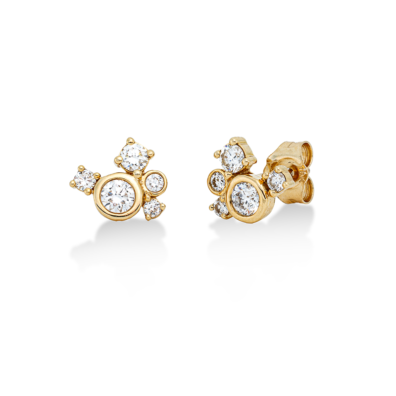 Ohrstecker    aus 750/-18 Karat Gelbgold mit 10 Diamanten 0