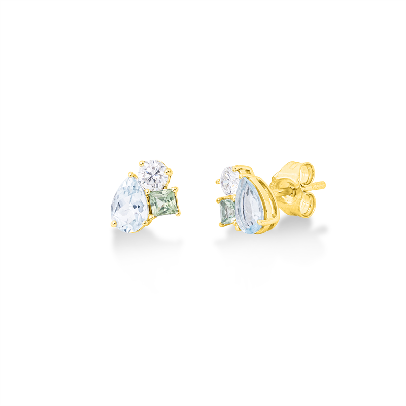 Ohrstecker mit Amethyst  aus 750/-18 Karat Gelbgold mit 2 Diamanten 0