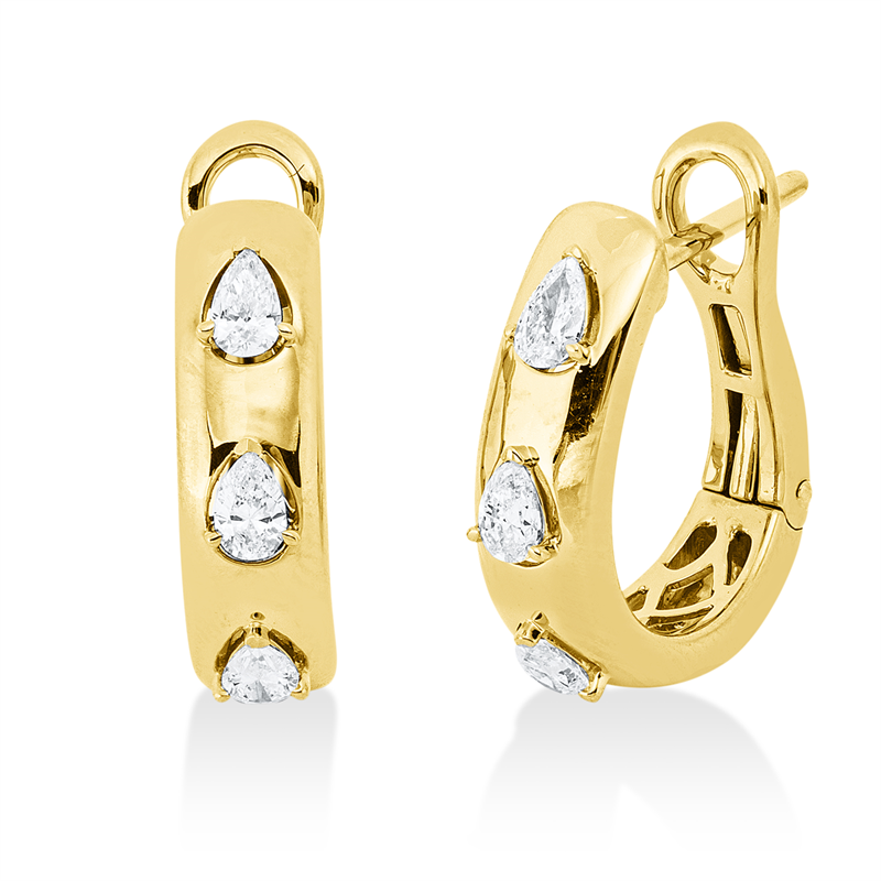 Creolen    aus 750/-18 Karat Gelbgold mit 6 Diamanten 0