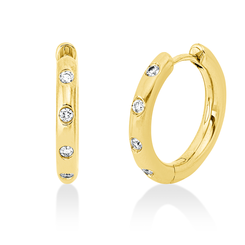 Creolen    aus 750/-18 Karat Gelbgold mit 8 Diamanten 0