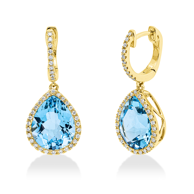 Ohrschmuck mit Topas  aus 750/-18 Karat Gelbgold mit 76 Diamanten 0