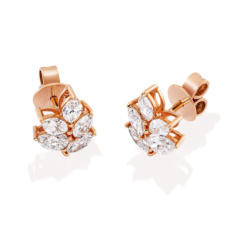 Ohrschmuck    aus 750/-18 Karat Rotgold mit 10 Diamanten 1