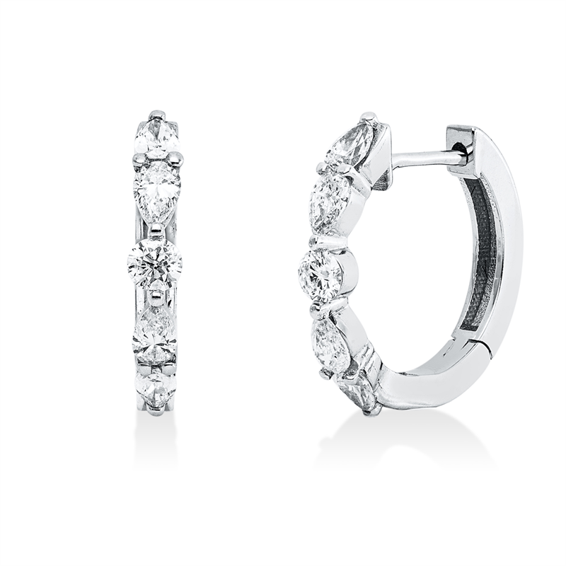 Creolen    aus 750/-18 Karat Weißgold mit 10 Diamanten 0