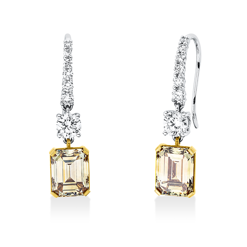 Ohrhänger    aus 750/-18 Karat Weißgold / Gelbgold mit 16 Diamanten 5