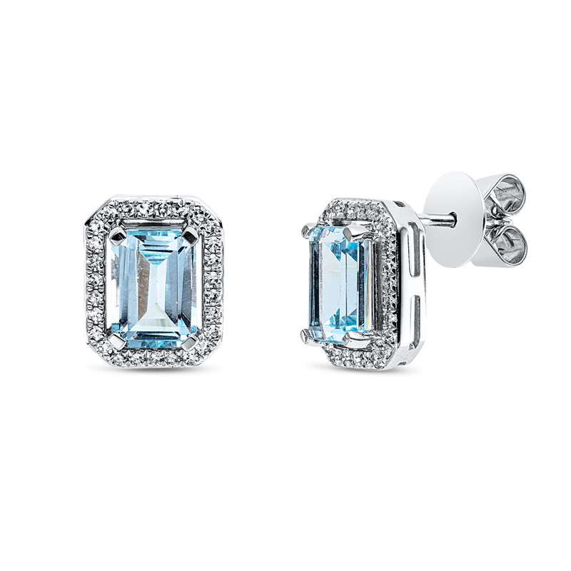 Ohrstecker mit Topas  aus 750/-18 Karat Weißgold mit 54 Diamanten 0