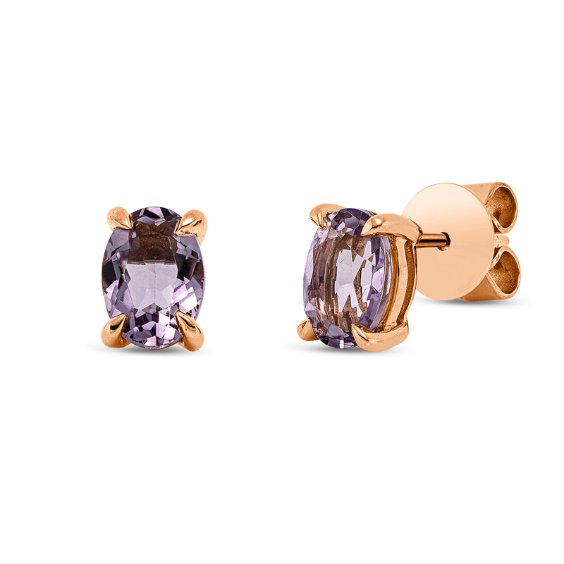 Ohrstecker mit Amethyst  aus 750/-18 Karat Rotgold  