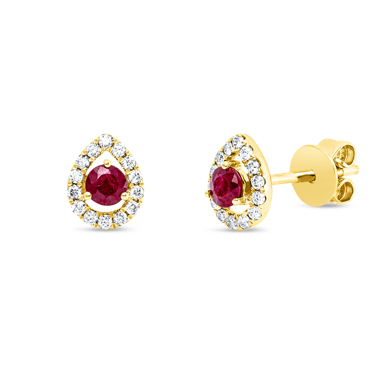 Ohrstecker mit Rubin  aus 750/-18 Karat Gelbgold mit 28 Diamanten 0