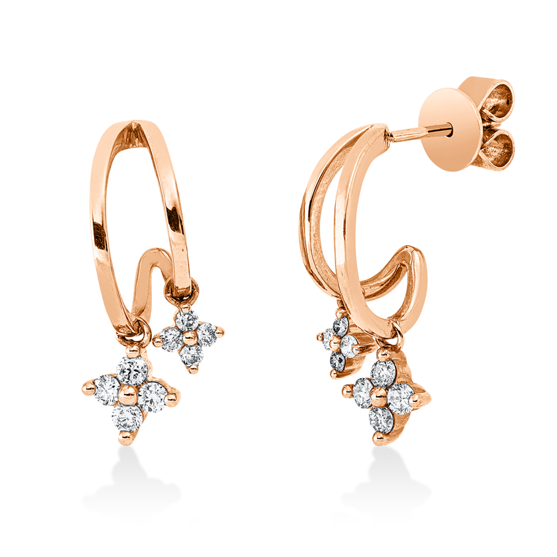 Ohrstecker    aus 750/-18 Karat Rotgold mit 16 Diamanten 0