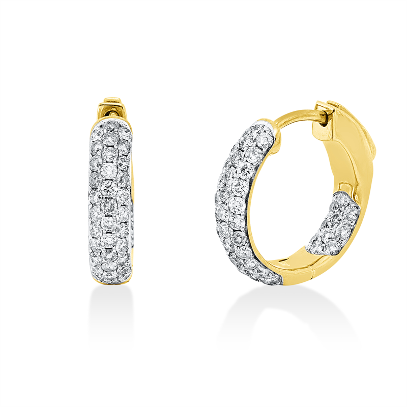 Creolen    aus 750/-18 Karat Gelbgold mit 88 Diamanten 0