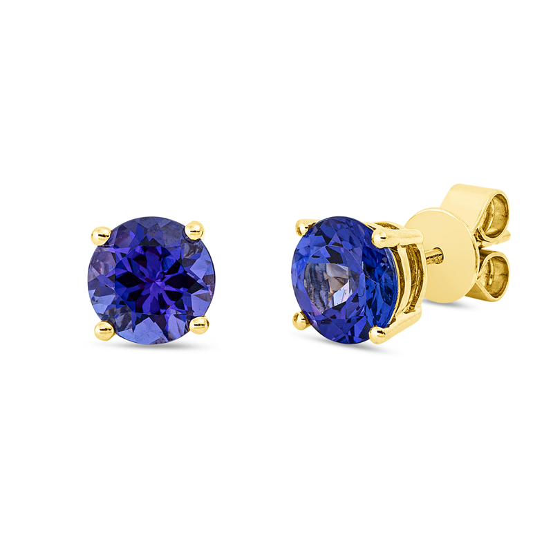 Ohrstecker mit Tansanit  aus 585/-14 Karat Gelbgold  