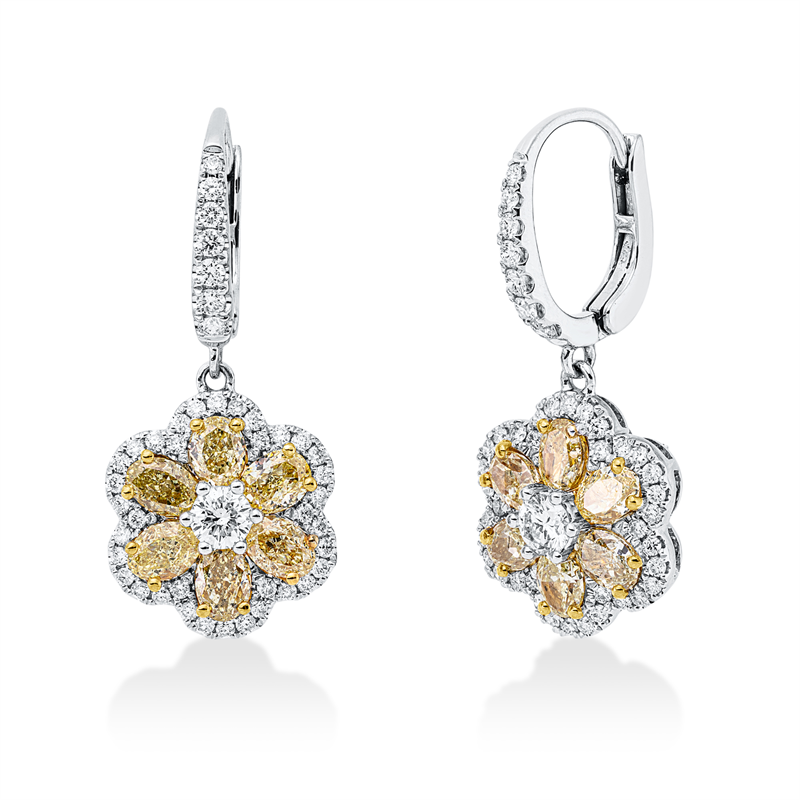 Ohrschmuck    aus 750/-18 Karat Weißgold / Gelbgold mit 100 Diamanten 2