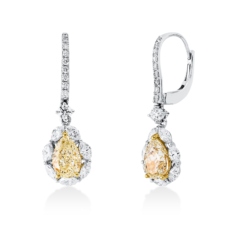 Ohrschmuck    aus 750/-18 Karat Weißgold / Gelbgold mit 36 Diamanten 2