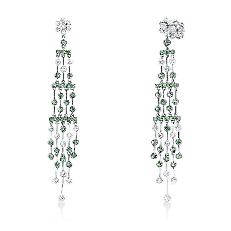 Ohrschmuck mit Saphir  aus 750/-18 Karat Weißgold mit 38 Diamanten 0