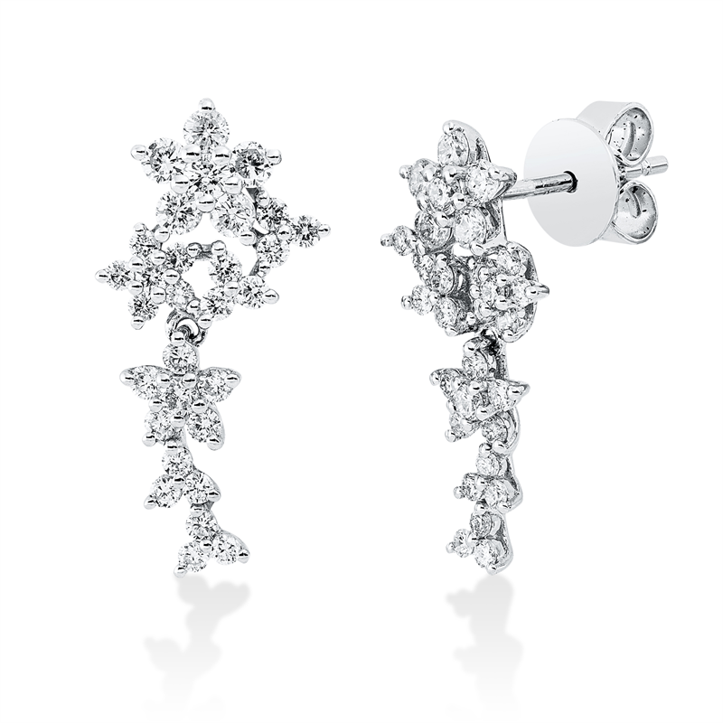 Ohrstecker    aus 750/-18 Karat Weißgold mit 60 Diamanten 0