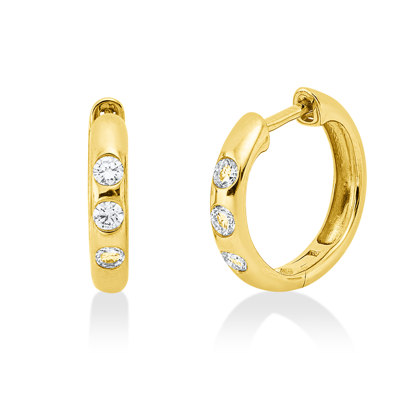 Creolen    aus 750/-18 Karat Gelbgold mit 6 Diamanten 0