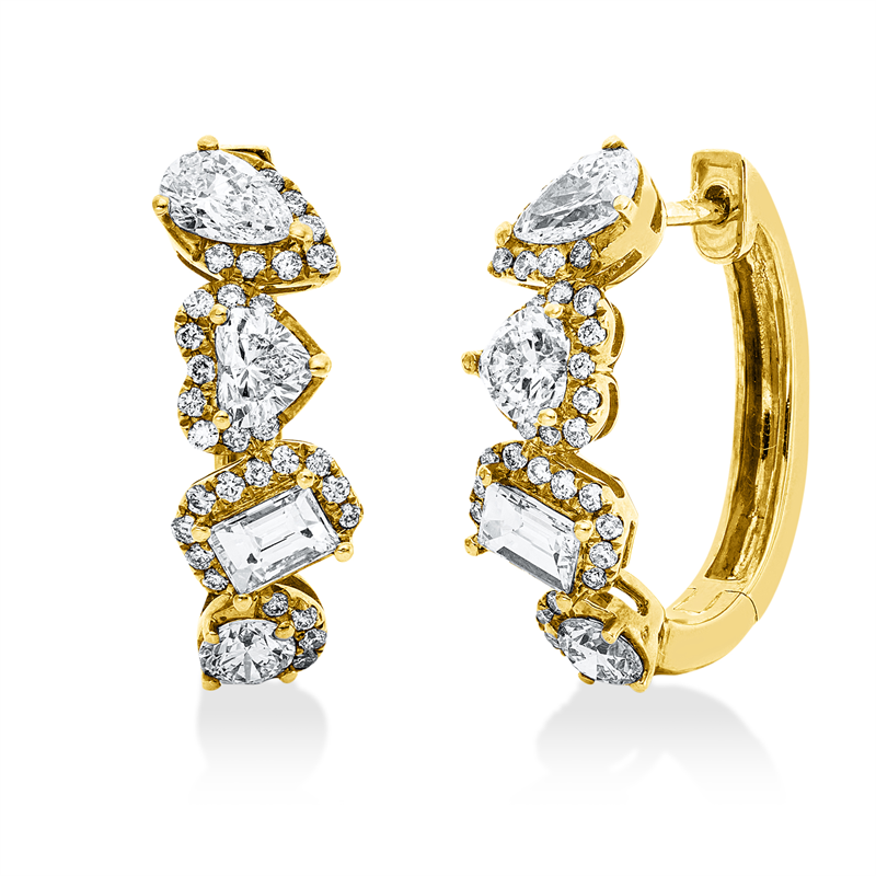 Creolen    aus 750/-18 Karat Gelbgold mit 70 Diamanten 1