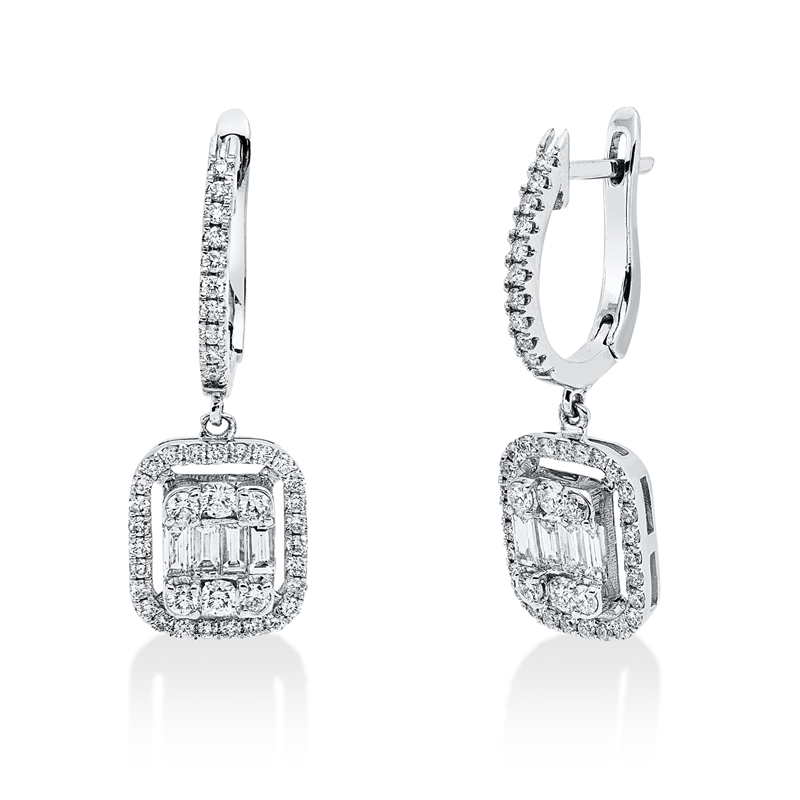 Ohrschmuck    aus 750/-18 Karat Weißgold mit 94 Diamanten 1