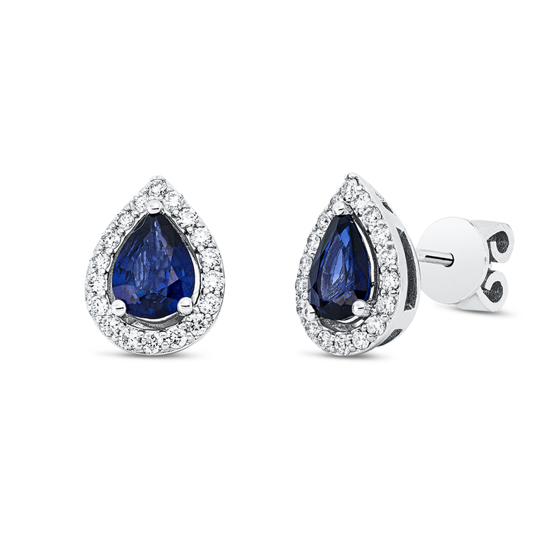 Ohrstecker mit Saphir  aus 750/-18 Karat Weißgold mit 36 Diamanten 0