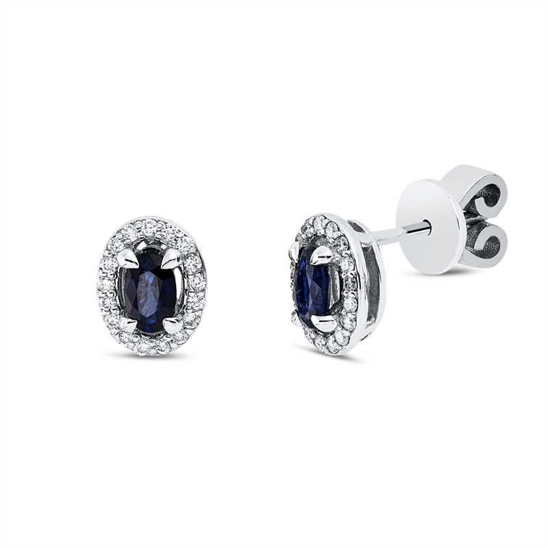 Ohrstecker mit Saphir  aus 750/-18 Karat Weißgold mit 34 Diamanten 0